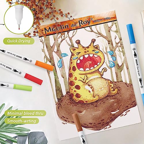 Duo Tip Brush Markers Art Pen, Zscm 72 Colors Artist Fine Brush Tip Coloring Pens Markers For Easter Eggs Painting, Adult Coloring Books, Kids Drawing Bullet Journaling Note Taking School Supplies … #TOP3