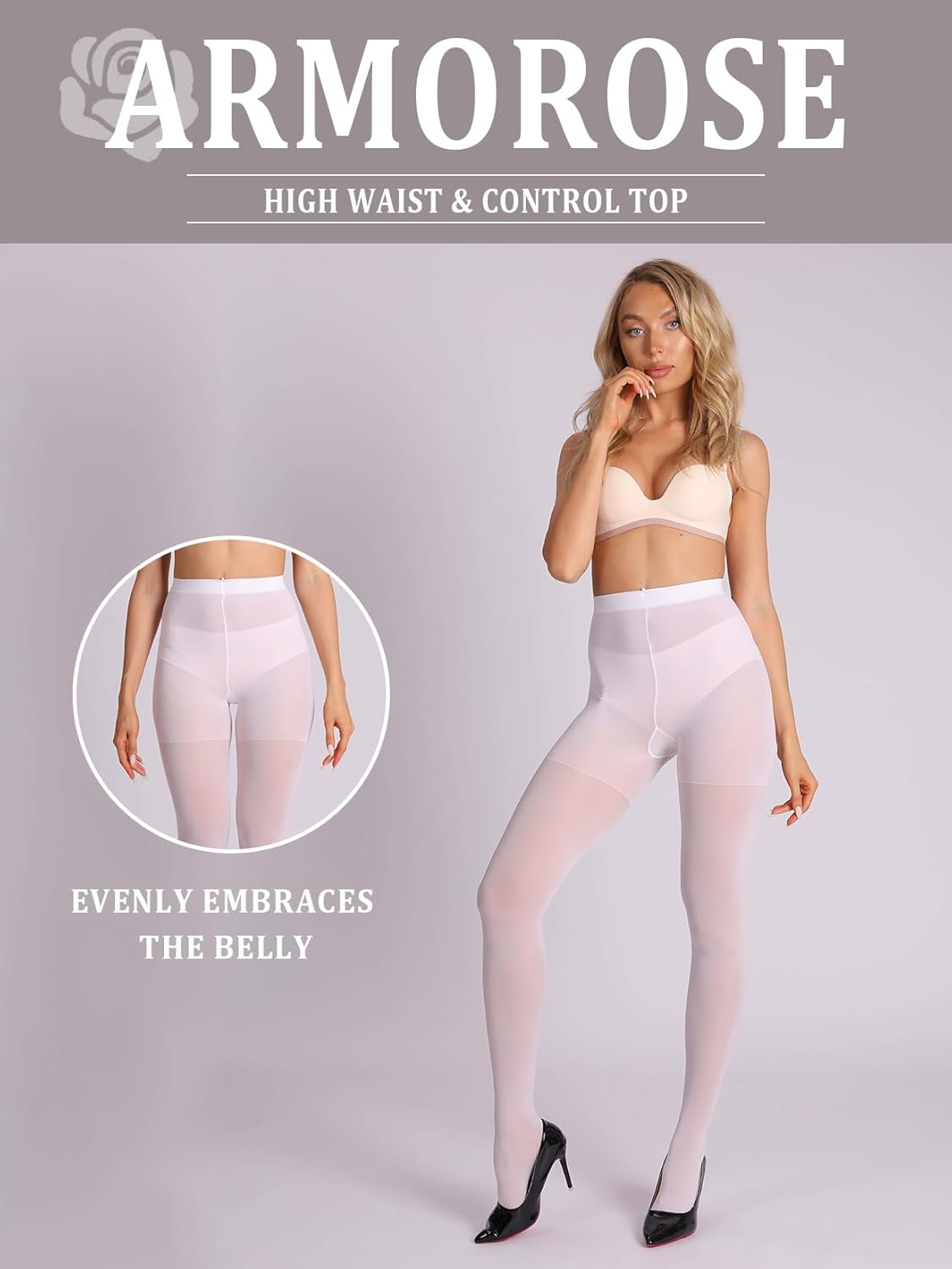 Indestructible Tights for Women, Rip Resistant Durability Tummy Control Top Pantyhose 40D Semi Sheer High Waist - Image 3