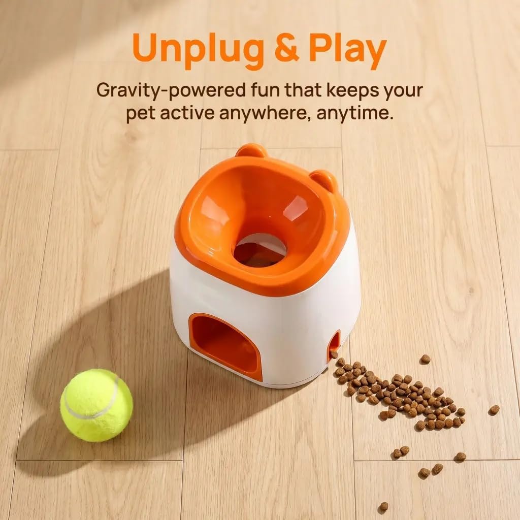 Dog Ball Launcher & Automatic Treat Dispenser - Interactive Spring-Loaded Fetch Toy for Small to Medium Dogs, Mental Stimulation & Exercise Training Equipment for Indoor Outdoor Play (1 PC)