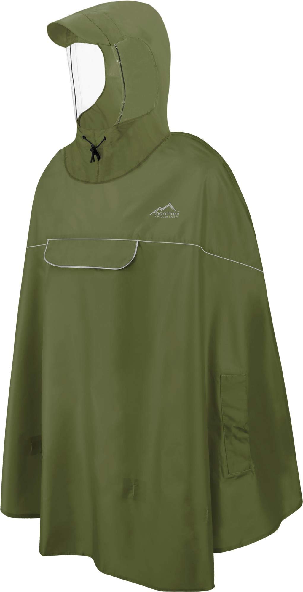 normani Wasserdichter Fahrrad-Regenponcho Regencape für Damen und Herren - Kapuze mit Sichtfenster - Wassersäule: 12.000 mm - 3M™ Scotchlite™ Reflektor und YKK-Reißverschluss