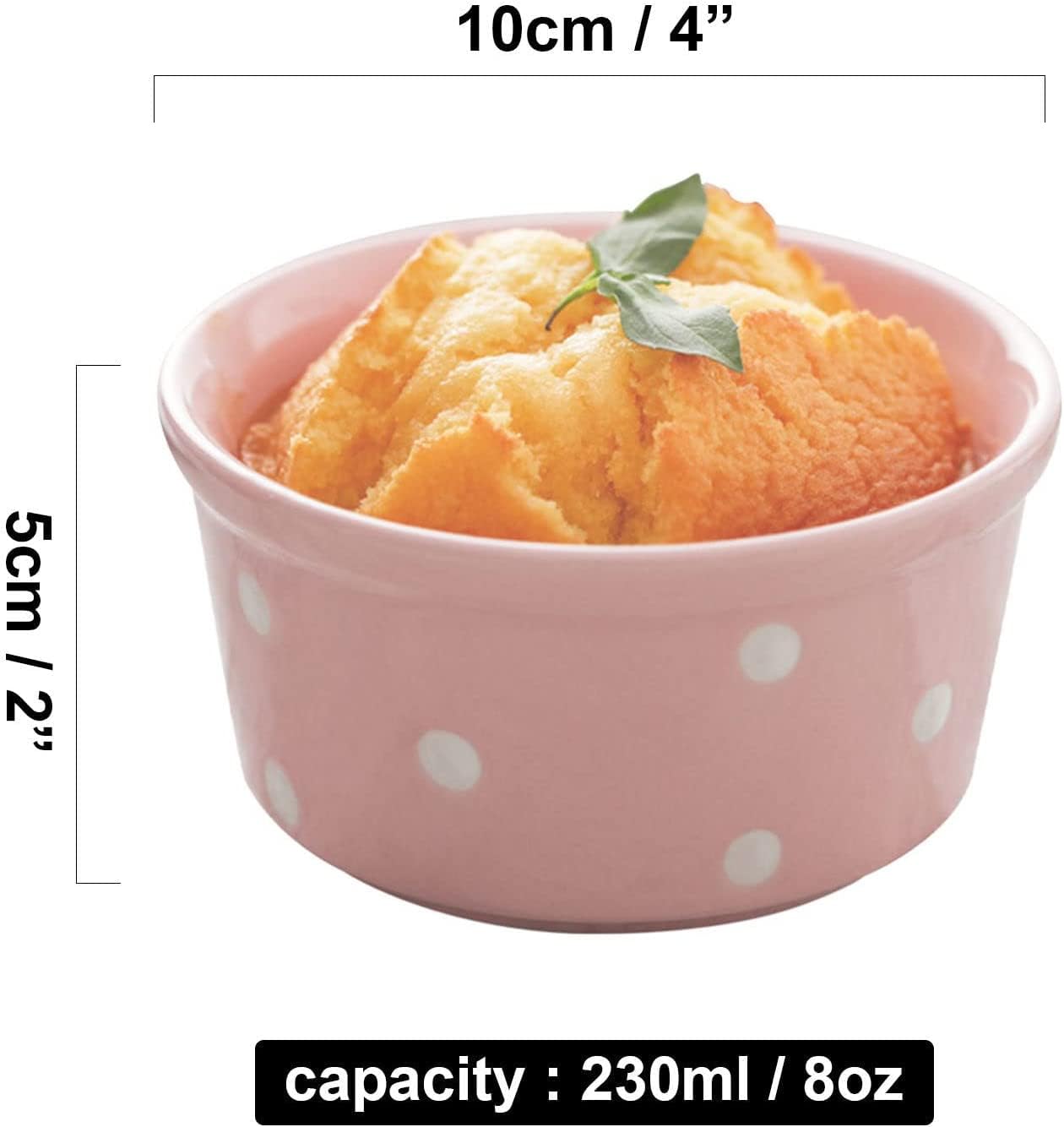 Bol à soupe, bol à riz, bol à déjeuner, ensemble de ramequins, 230 ml, ramequins à crème brûlée, plats à soufflé allant au four, ramequins à soufflé, ramequins for friteuse à air-rouge-lot de 8 ( Colo