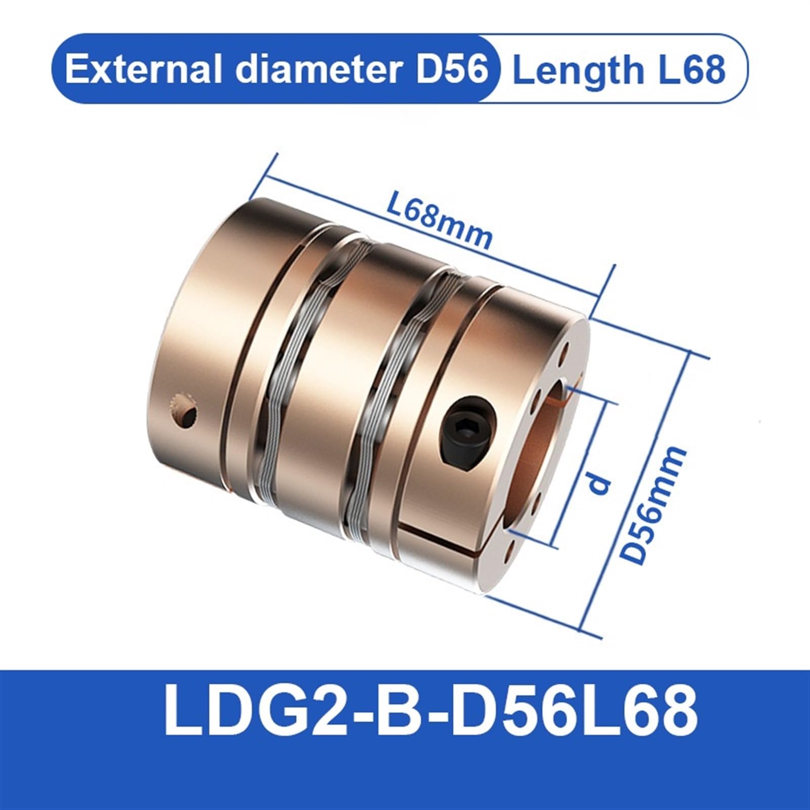 Acopladores de diafragma de motor D56L68 abrazadera de doble disco acoplador de eje flexible(25X25)