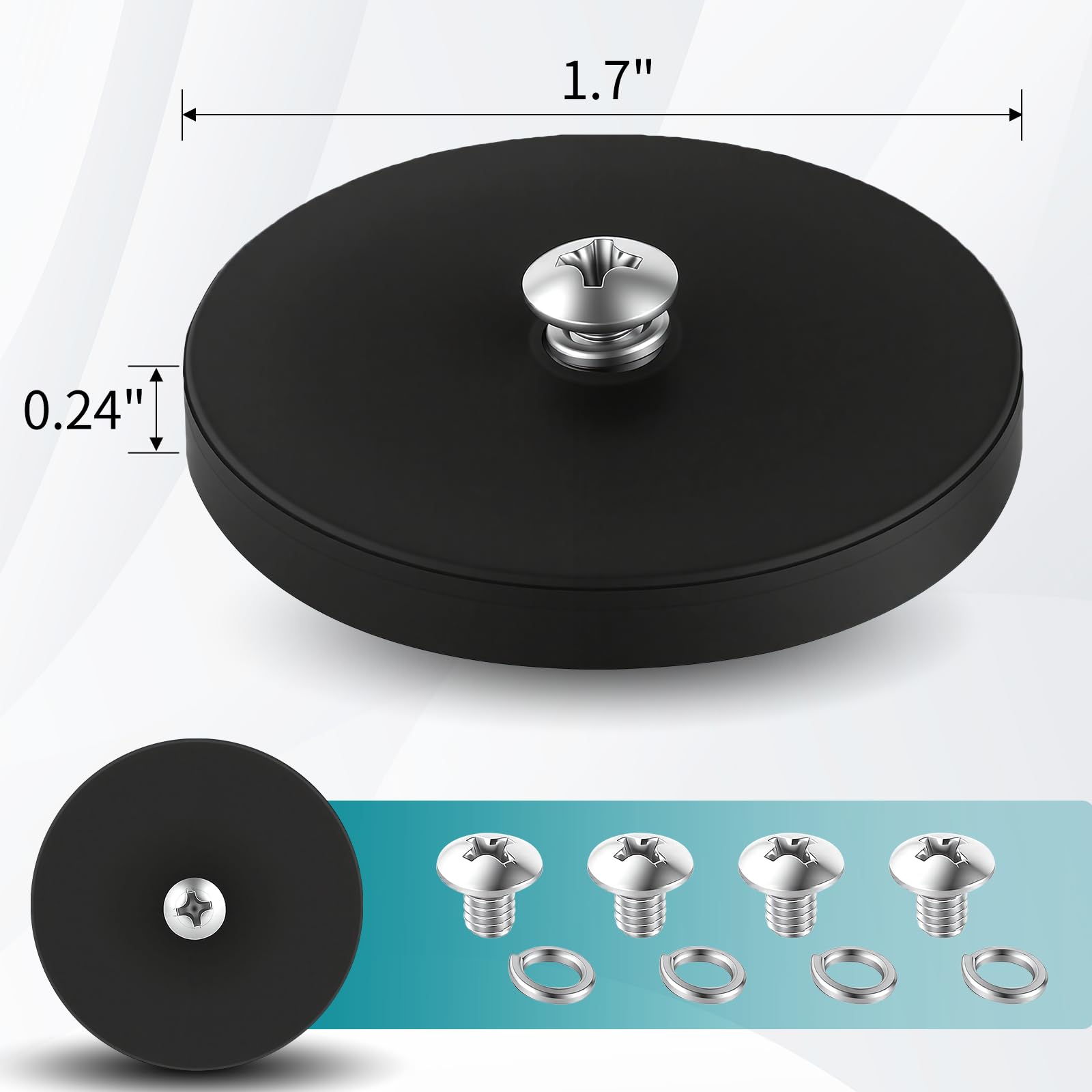 4PC Rubber Coated Mounting Magnets, Anti-Scratch, 30LBs Neodymium Magnet Base with M4 Threaded Studs, for Light Strip, Cameras, Tools and Machines, Outdoor — Amazon image 3
