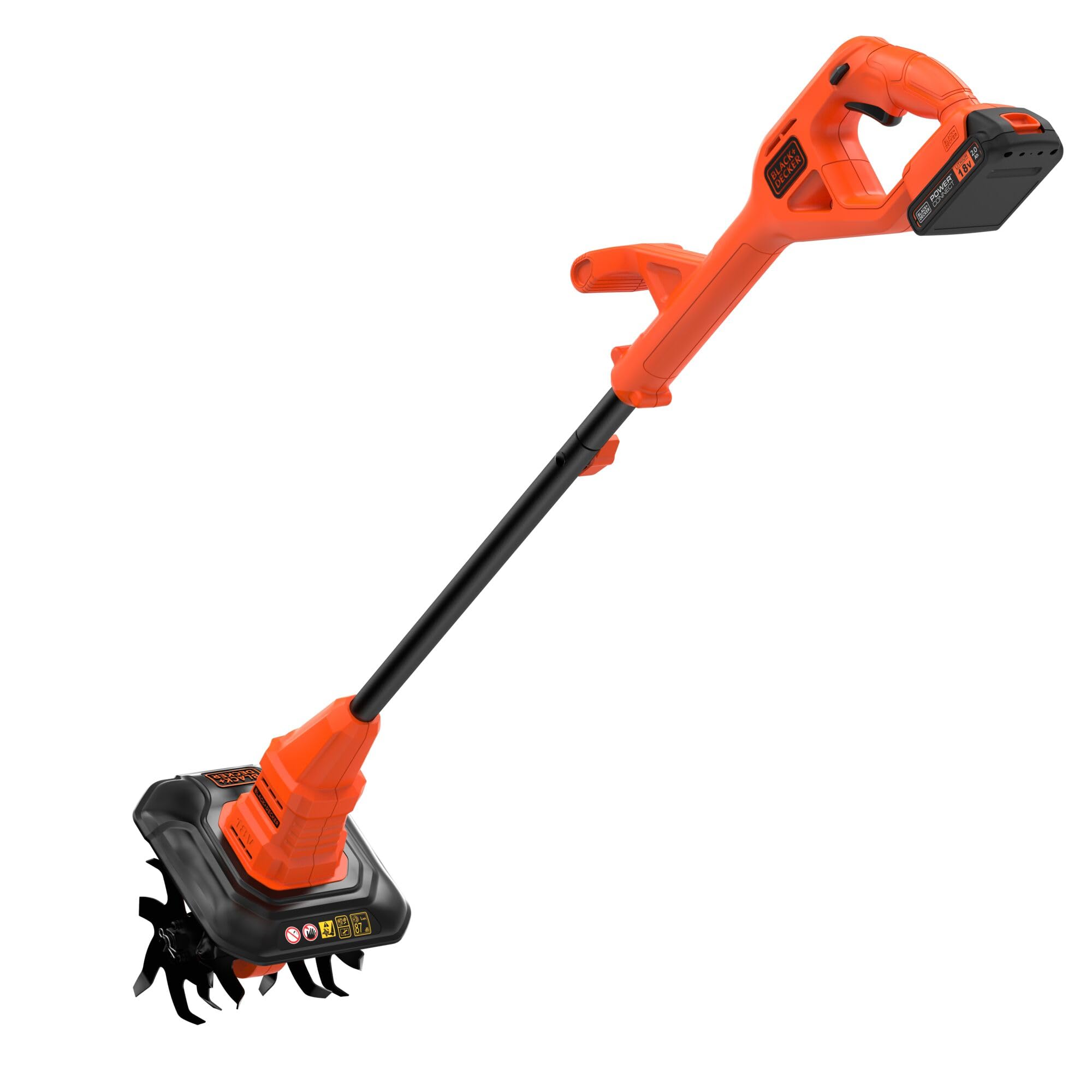 BLACK+DECKER BETL1820L-QW Motoazada con Batería de Litio de 18 V y 2 Ah, Aradora, Motocultor, 2 Velocidades 270/300rpm, 4 Hojas de Acero, 6 Puntas en Cada Hoja, 16 cm de Diámetro