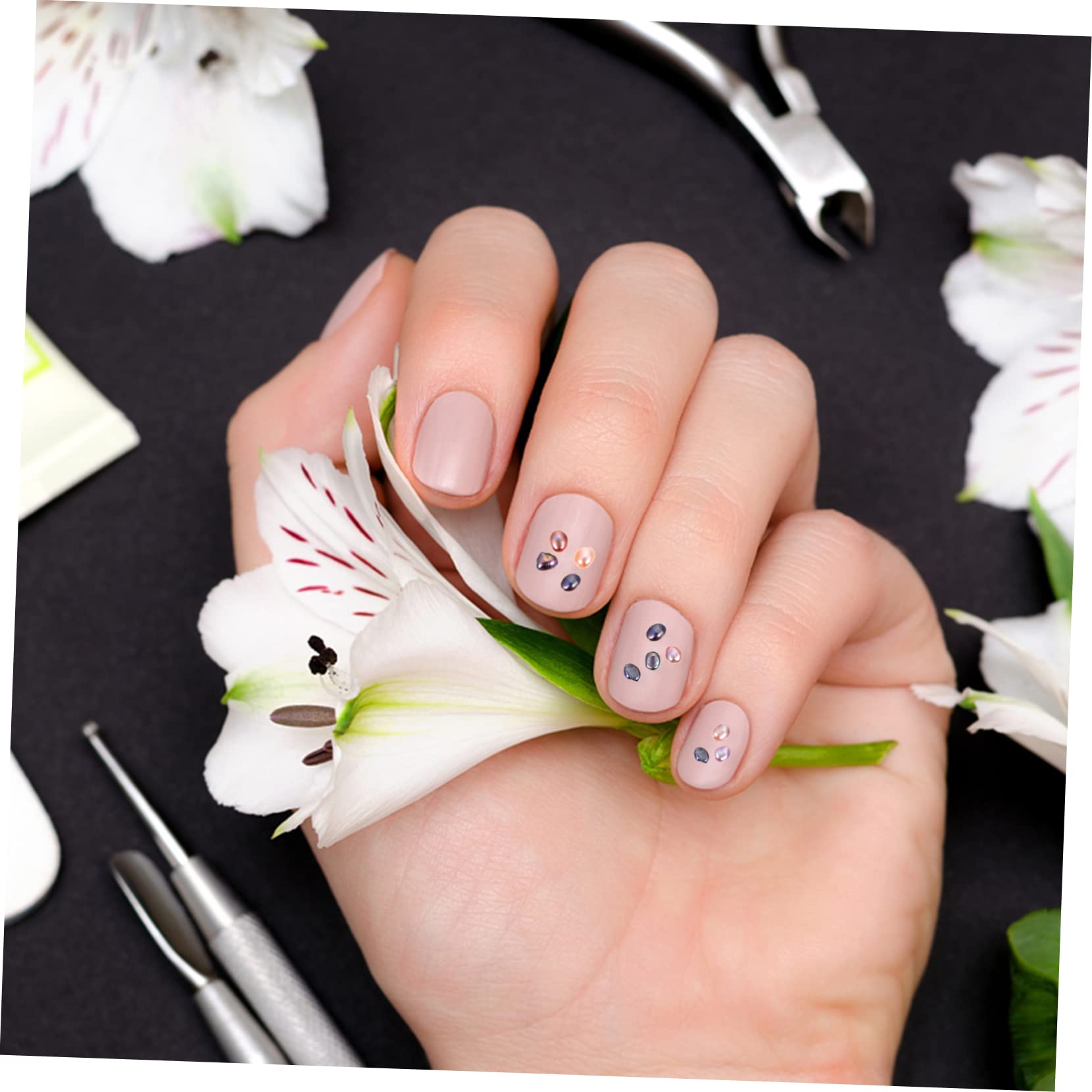 Ipetboom Pearl Nail Decorations DIY Manicure Charms Fake Pearl Beads Elegant Nail Accessory Set