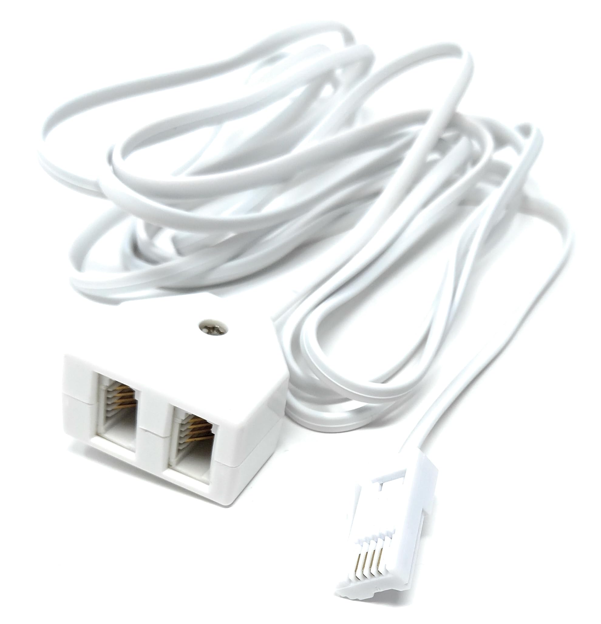 DRUT 3m Twin BT Extension Lead, One BT Jack to Two Sockets, Double Telephone Splitter Cable 10ft, 3 meters