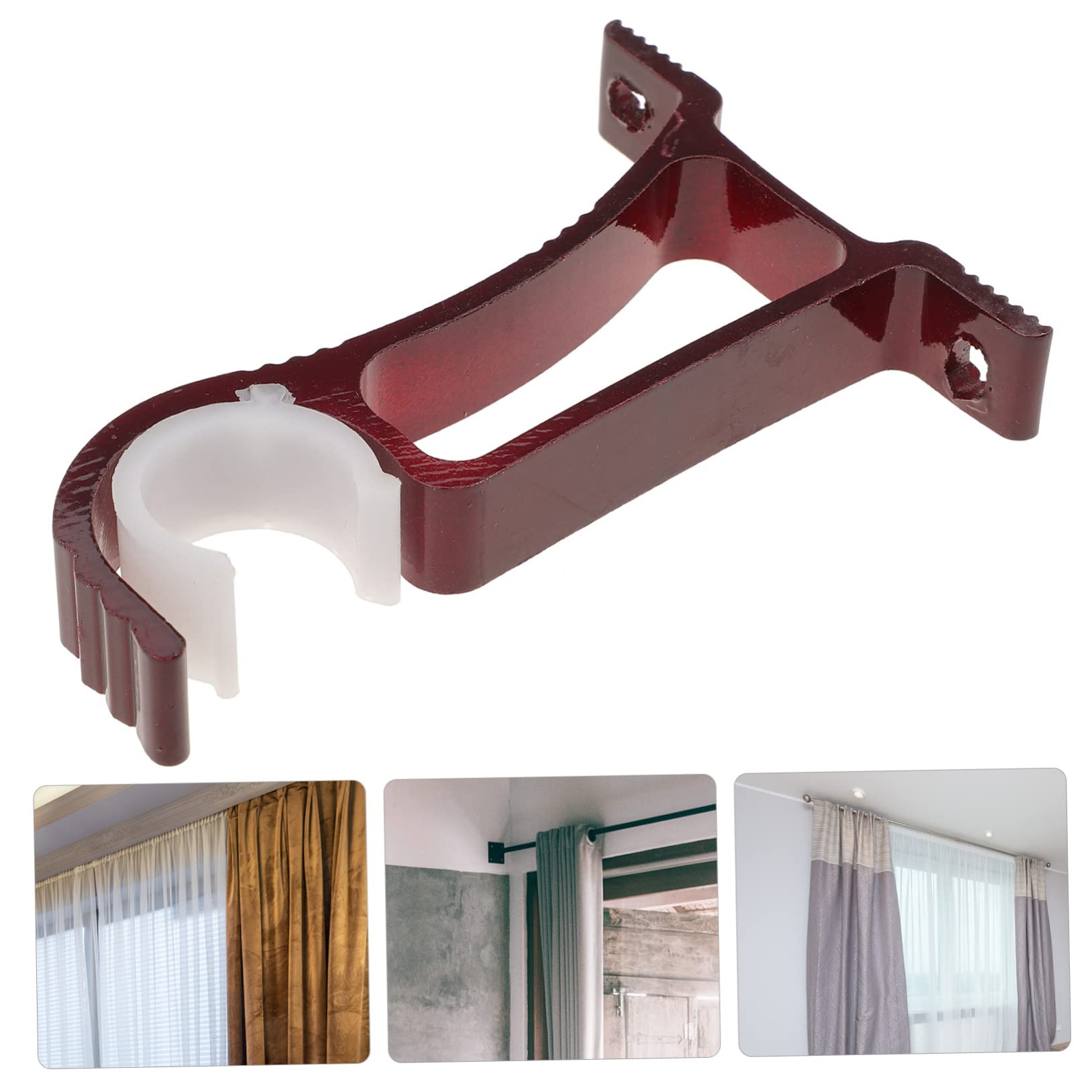 Yuqilin 4 Pièces Support Tringle Rideaux,Support Pince Porte Rideaux Support Tringle Rideau Réglable Support Tringle Rideau Plafond avec Vis,pour Tringles Rideaux D'Un Diamètre 25-28MM