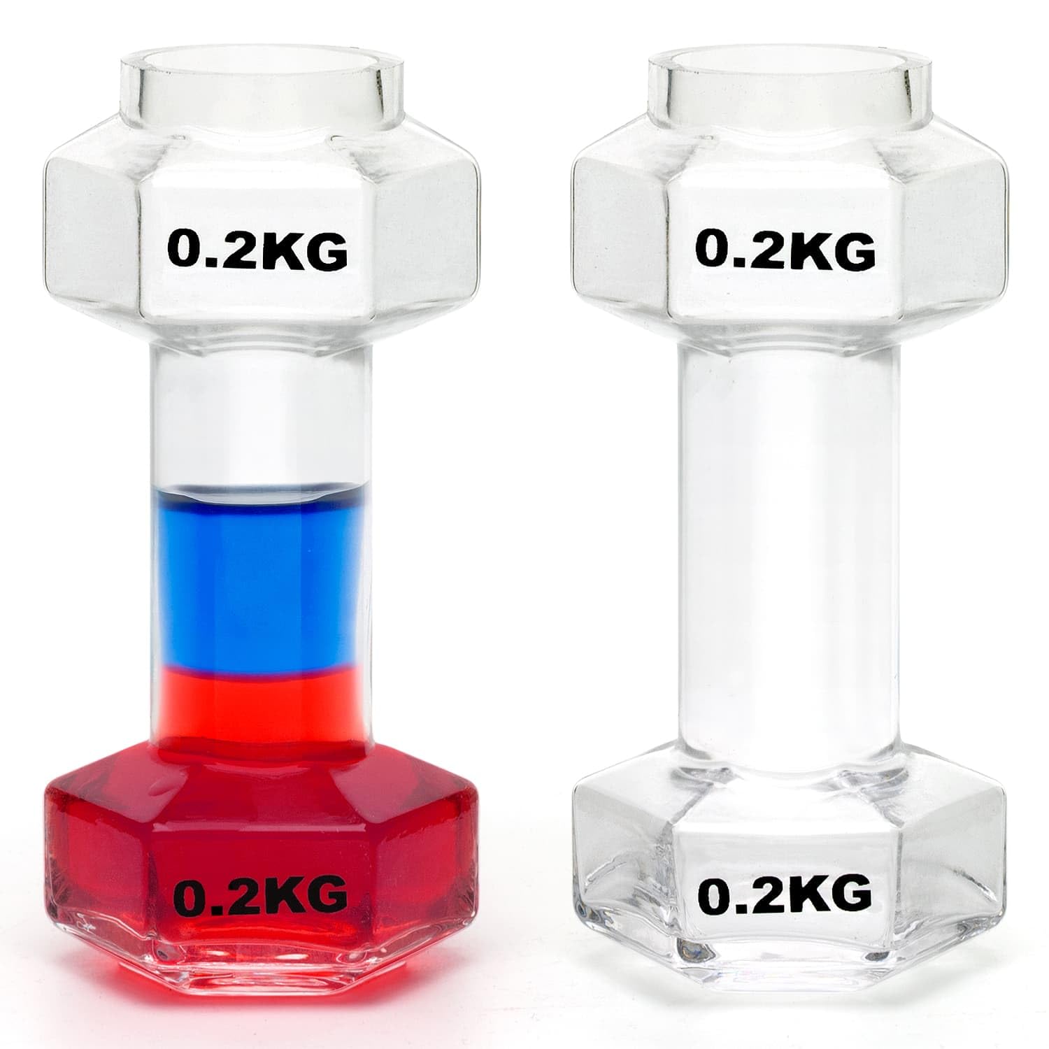 CKB LTD Kieliszki do hantli – zestaw 2 nowatorskich kieliszków do wódki, napojów spirytusowych i tequili, zabawny prezent fitness dla mężczyzn, miłośników siłowni i wieczorów imprezowych, 60 ml