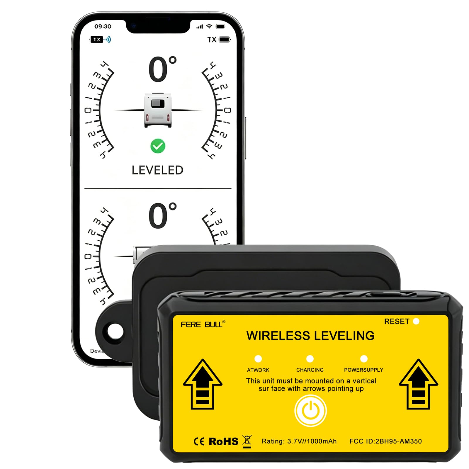 FIRE BULL Wireless RV Leveling System, 6-Axis Precise Bluetooth Leveler via Phones App Leveler, Real-Time Accuracy Leveling, Easy-Detach Magnet Design