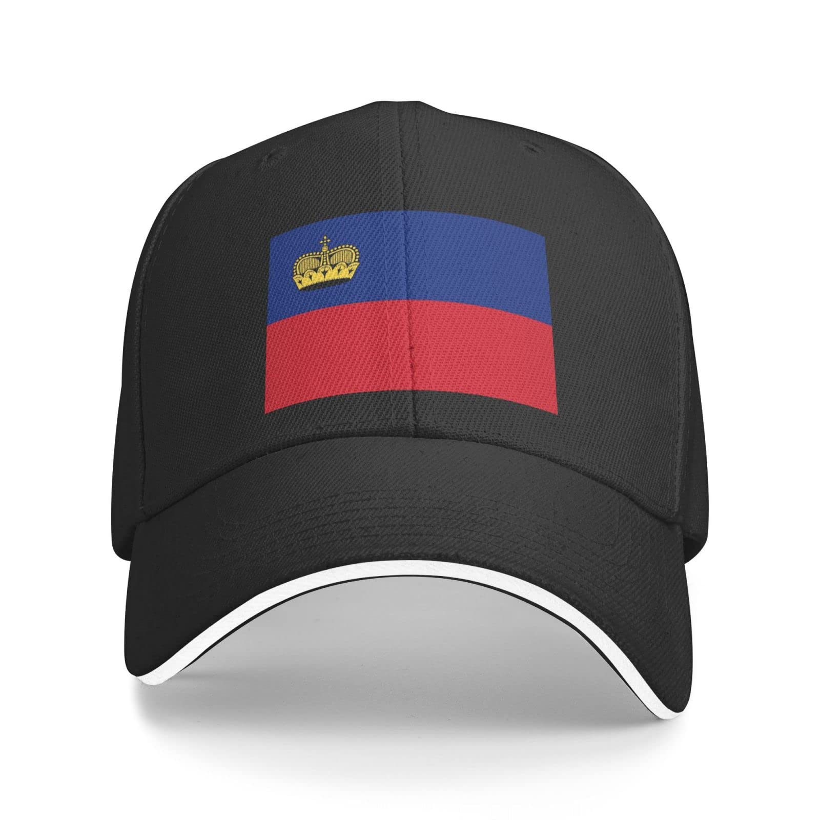 Lawenp Unisex As Pic Classic Baseball Lichtenstein Flag Caps Black Washed Baseball Sandwich Lichtenstein Flag Hats