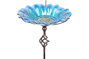 MUmtop Outdoor Glass Stained Bird Bath