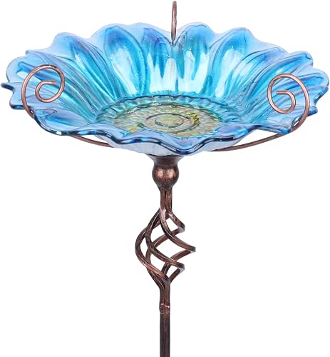 MUMTOP Bird Baths for Outdoors, Outdoor Bird Bath,Glass Birdbath Sunflower