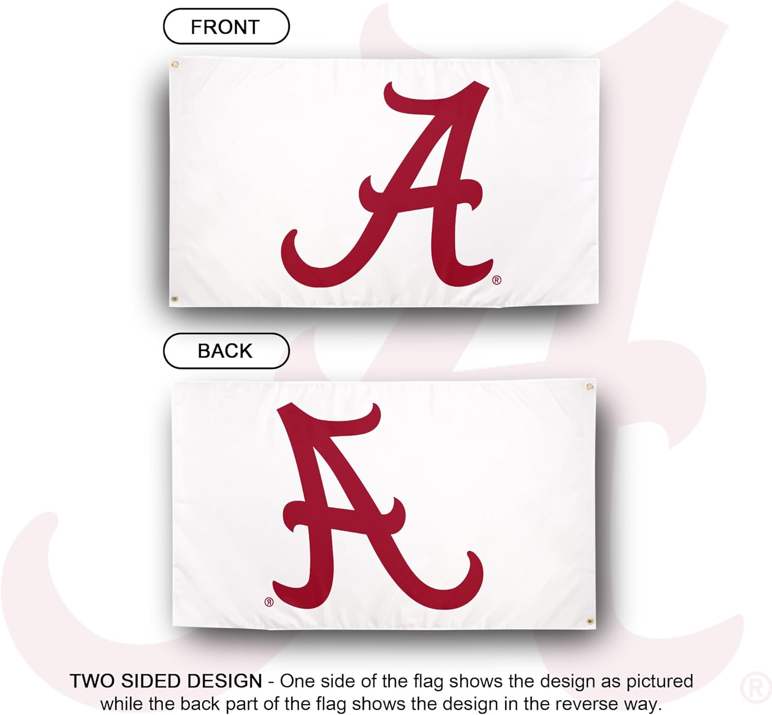 Desert Cactus The University of Alabama Flag Crimson Tide Bama UA Flags Banners 100% Polyester Indoor Outdoor 3x5 (Flag X) - Image 2