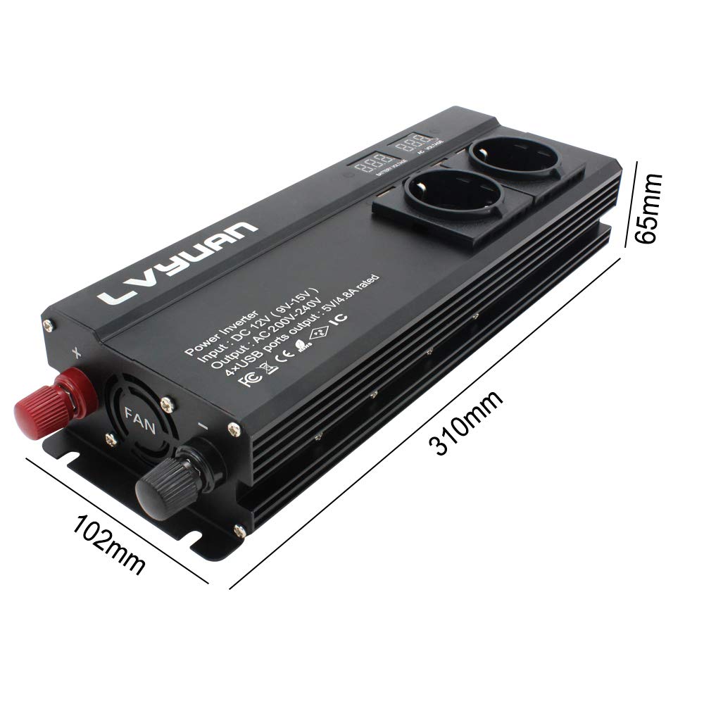 Invertitore A Onda Sinusoidale Pura Da 12 V A CA 220 V, 1000 W/2000 W - Foto 3