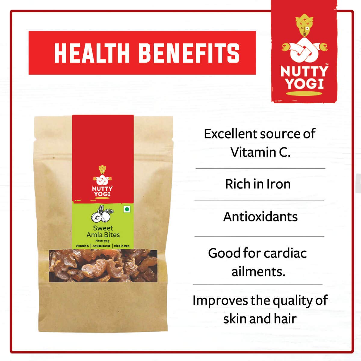 Nutty Yogi Sweet Amla Bites | Rich in Vitamin C | Healthy & Natural | 90gm (Pack of 1) 2