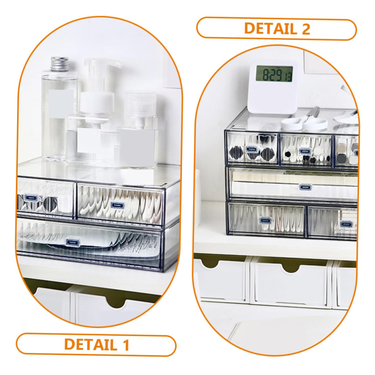 3pezzi Oggetti in Plastica Resistente Organizer Scrivania Multipli Per Cosmetici e Cancelleria Scatola Portaoggetti Per Organizzazione e Stoccaggio