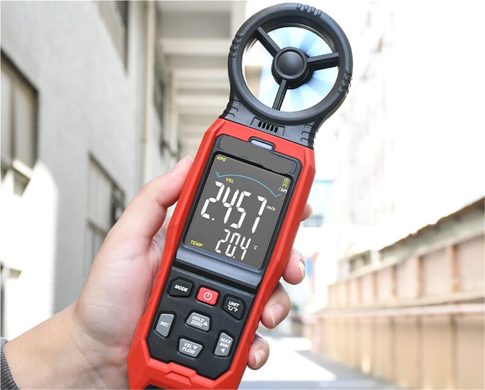 Anemómetro digital, Anemómetro digital de mano, medidor flujo aire velocidad del viento para uso en laboratorio industrial HVAC(TA642B)