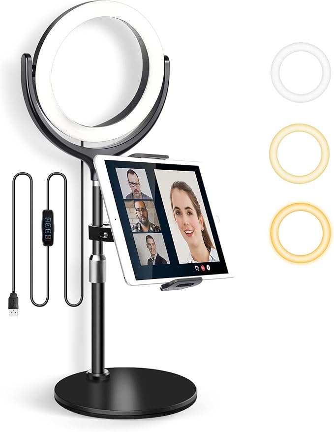 Elitehood iPad Stand with Ring Light for Online Video