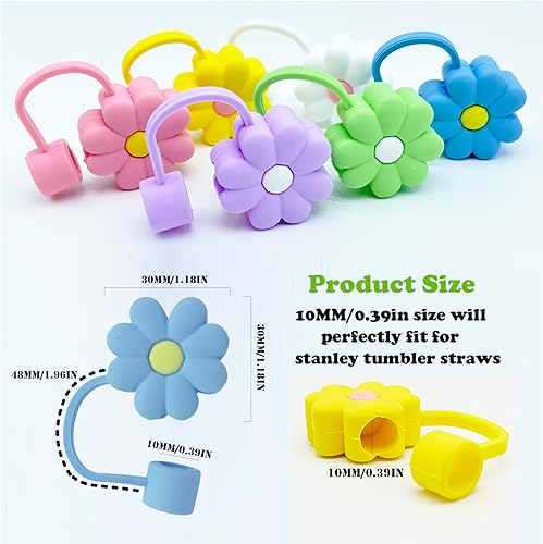 Miniatura 5 de Stanley - Cubierta para pajilla, 6 piezas de adornos para copas Stanley, 30 y 40 onzas, lindo tapón de silicona de 0.394 in para vaso Stanley,
