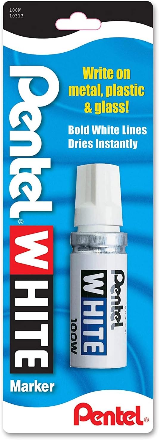 6 Pack Permanent Marker, Broad Tip, White by PENTEL