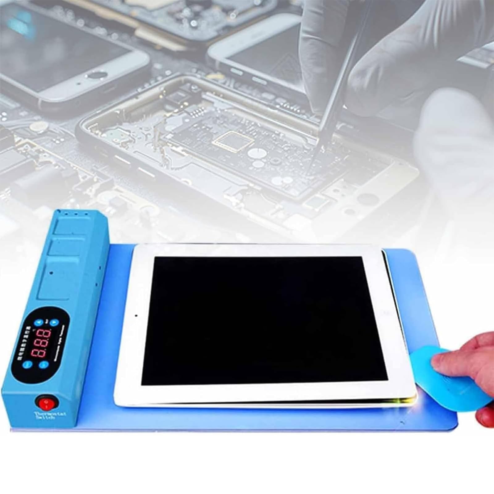 Almohadilla Térmica para Pantalla LCD De 35 X 21 Cm, Mesa Calefactora De 350 W con Pantalla Digital, Rango De Calentamiento: 10 °C-120 °C, Flexible, Resistente a Los Daños