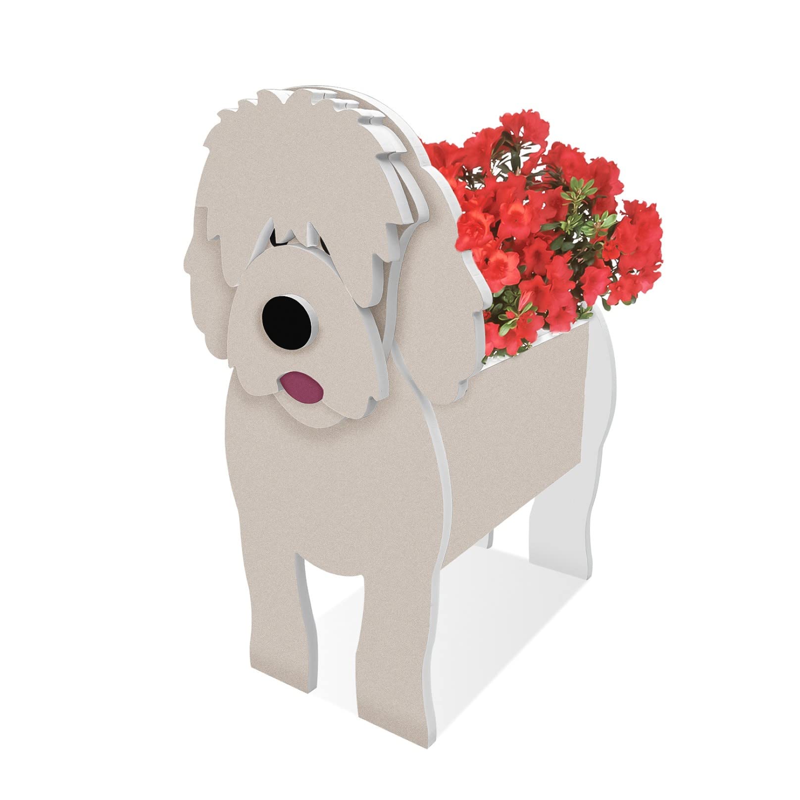 TTiiLoe Cute Dog Planter, Golden Doodle Plant Pots, PVC Herb Garden Flower Pots, Dog Cartoon Shaped Plant Container Holder, Gifts for Pet Lovers, 34x24cm/13.38x9.44in