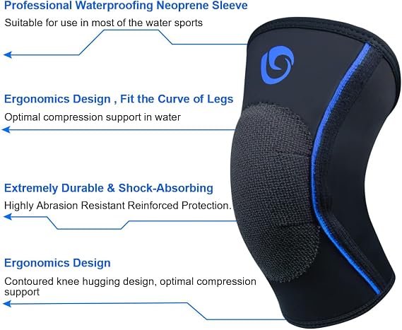 Nvorliy AquaFlex Pro Knee Brace, Compression Knee Sleeve for Swimming, Aquatic, Sailing, Scuba Diving, Surfing, Paddle Boarding, Kayaking & Injury Recovery Supports Women & Men