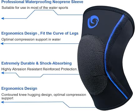 Nvorliy AquaFlex Pro Knee Brace, Compression Knee Sleeve for Swimming, Aquatic, Sailing, Scuba Diving, Surfing, Paddle Boarding, Kayaking & Injury Recovery Supports Women & Men