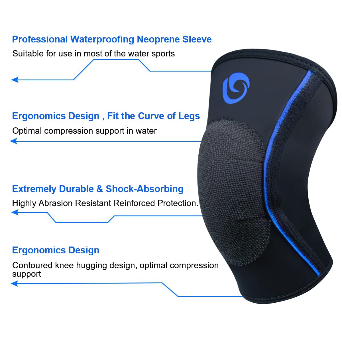 Nvorliy Knee Pads Compression Neoprene Brace for Sailing, Swimming, KB Racing, Paddle Boarding, Kayaking, Aquatic Sport or Injury Recovery - Professional Neoprene Sleeve, Fit Women & Men (S) : Sports & Outdoors