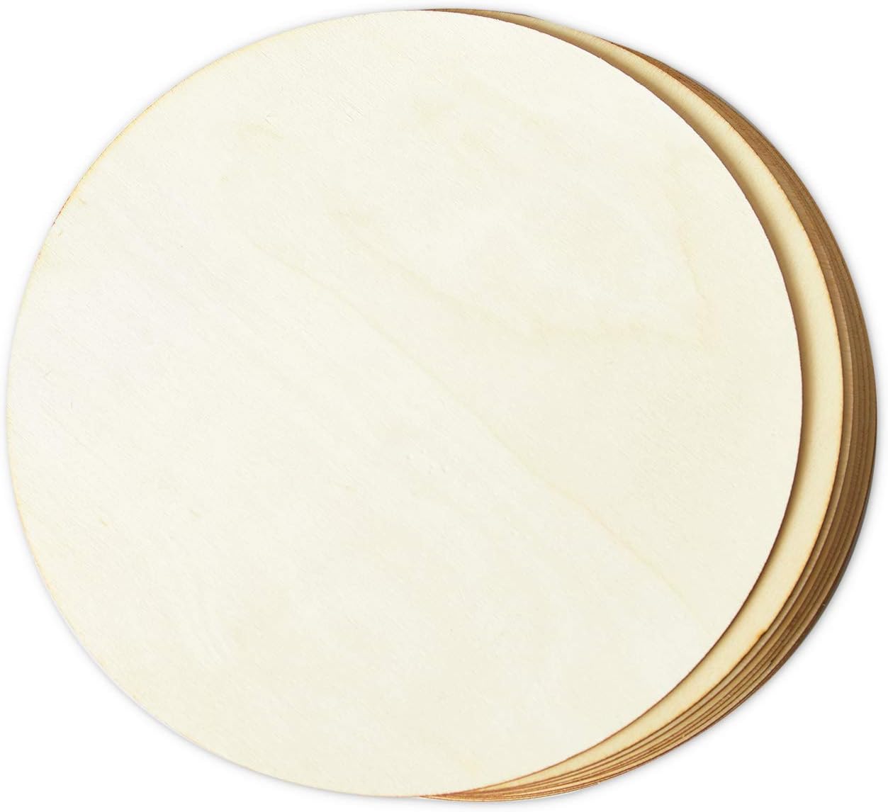 Wood Circles for Crafts, 8-Count Unfinished Wooden Round Disc Cutouts, 12 Inches in Diameter