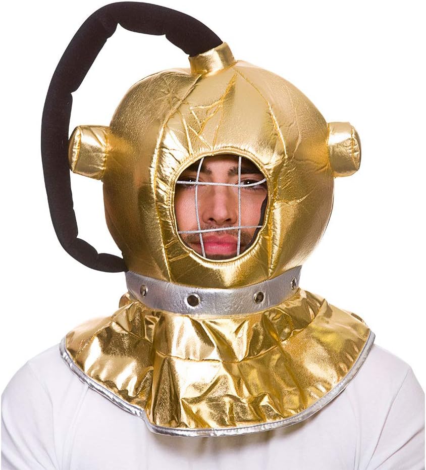 Wicked Costumes Adult Unisex Deep Sea Diver Helmet Metallic Gold Fancy Dress Accessory