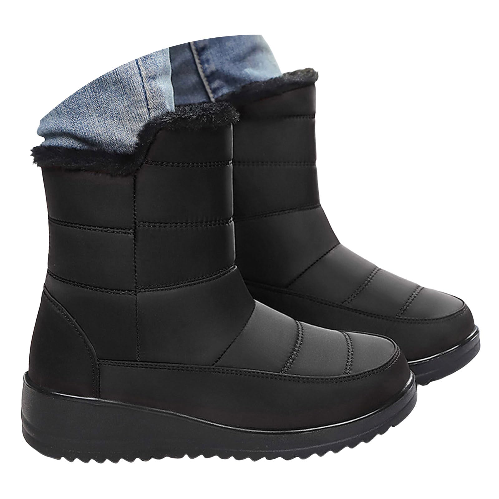 Womens Snow Boots Waterproof Slip Resistant Outdoor Winter Shoes Warm Fur Lined Ankle Booties Non-Slip Comfortable Winter Boots