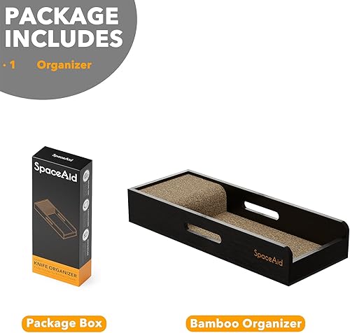 Miniatura 7 de SpaceAid Knife Drawer Organizer Bamboo Insert Dock, Kitchen Steak Knives Holder Organizers Block for Drawer in Storage Organization (Small, Black)