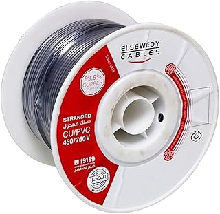 بكرة أسلاك نحاسية كهربائية مضفرة ملفوفة من السويدي، قطر 4 ملم، أسود