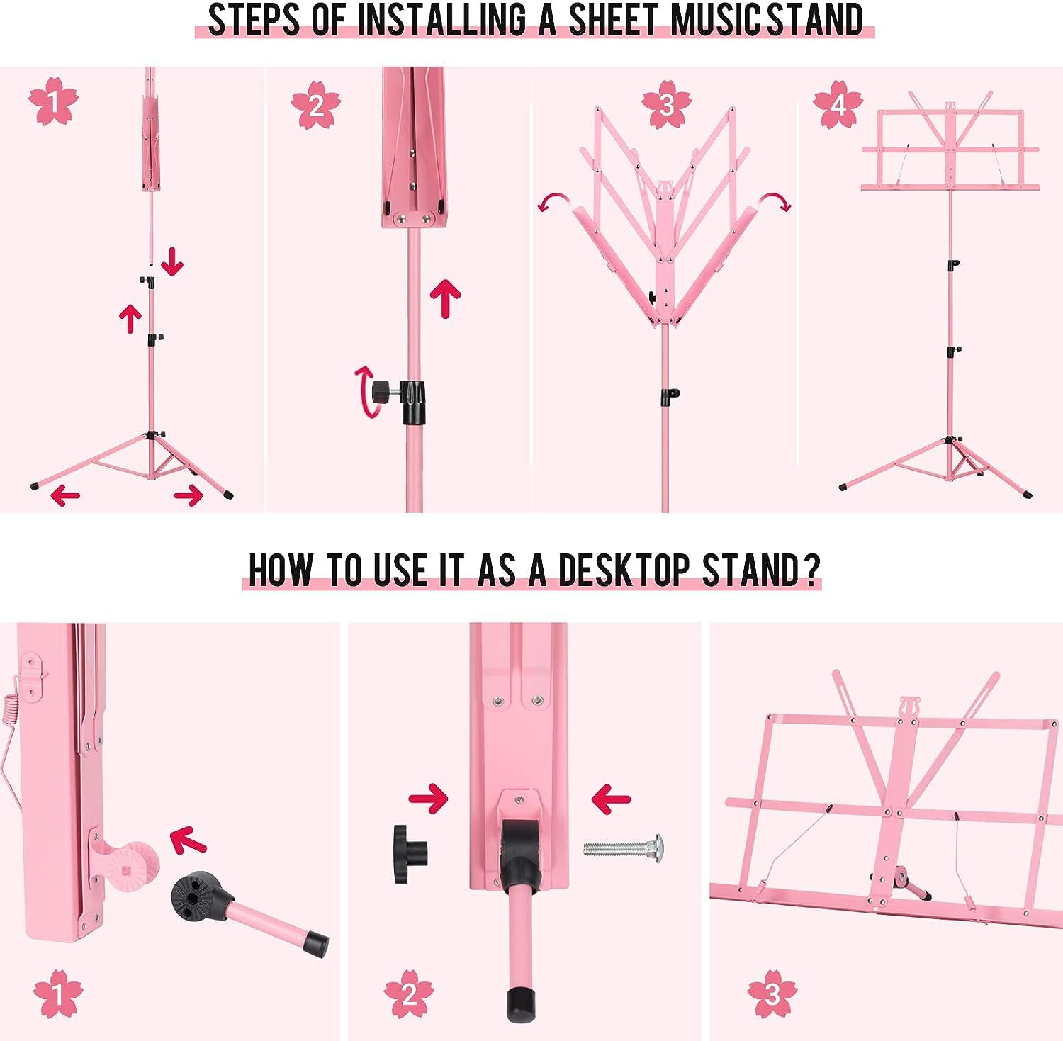 CAHAYA Sheet Music Stand Metal Portable with Carrying Bag, Sheet Music Folder, Projector Stand, Portable Podium Stand - Image 4