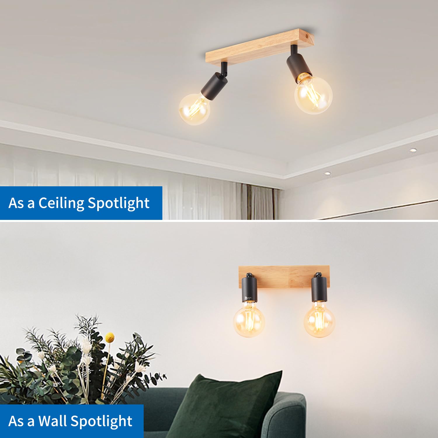 ANWIO Deckenleuchte 5-flammig Schwarz - Vintage Deckenstrahler E27 Für Wohnzimmer