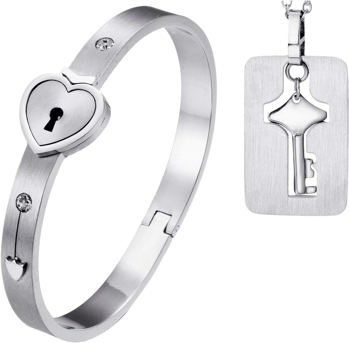 LOVE Beauties His and Hers Matching Set Couple Titanium Only You Have My Key Bangle Bracelet Magnetic Simple Korean Style Anti-Fatigue in a Gift Box