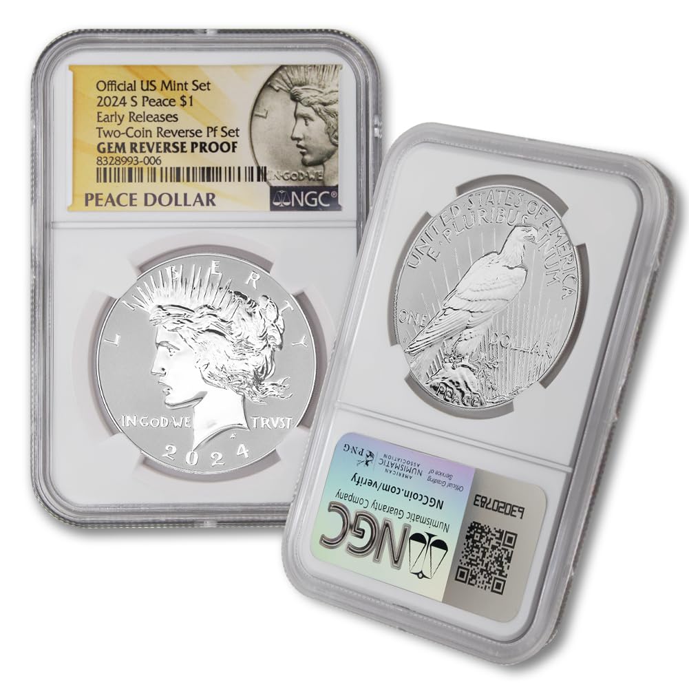 2024 S Set of (2) American Silver Morgan and Peace Dollar Gem Reverse Proof Coins (Early Releases) with Original Government Packaging $1 NGC Rev GEMPF