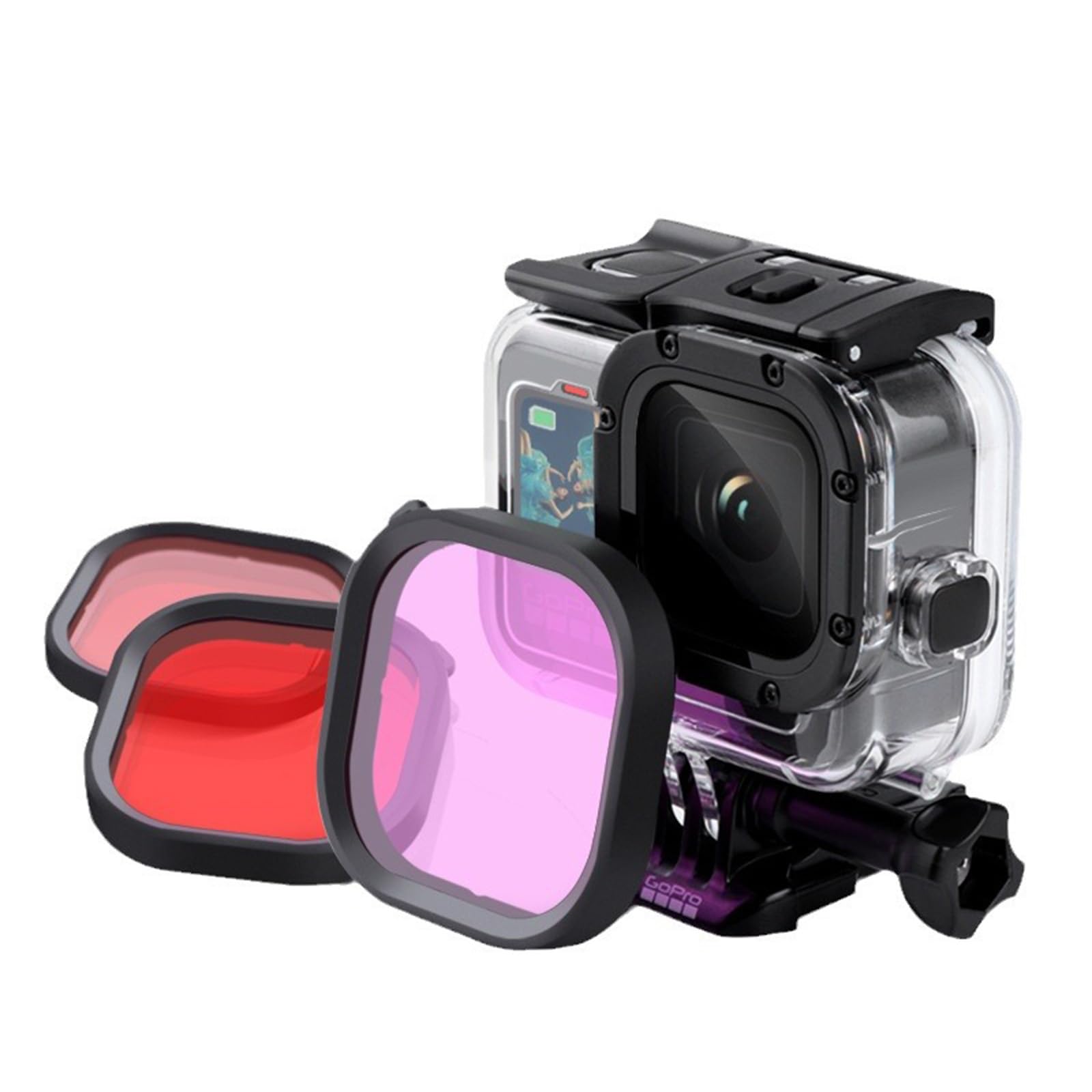 Filtre de plongée pour caméra d'action GoPro Hero 12/11/10/9 - Noir - Étanche - Correction de couleur - Pour vidéo/photographie sous-marine - Kit de plongée GoPro - Accessoires GoPro