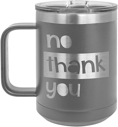 Miniatura 8 de NO THANK YOU Negro Taza de café de 15 oz con tapa deslizante  Taza de café de viaje aislada  Ideas de regalos de cumpleaños o Navidad de mujeres u