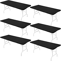 Vista 1 de Paquete de 6 manteles rectangulares de elastano para mesas rectangulares de 6 pies, manteles rectangulares lavables con borde elástico