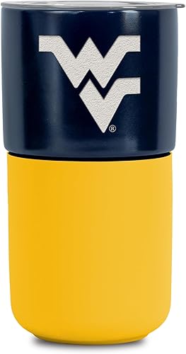 Miniatura 255 de Rico Industries NCAA Miami of Ohio Redhawks - Vaso de cerámica de 16 onzas con agarre de silicona, grabado láser profundo, diseño de color negro