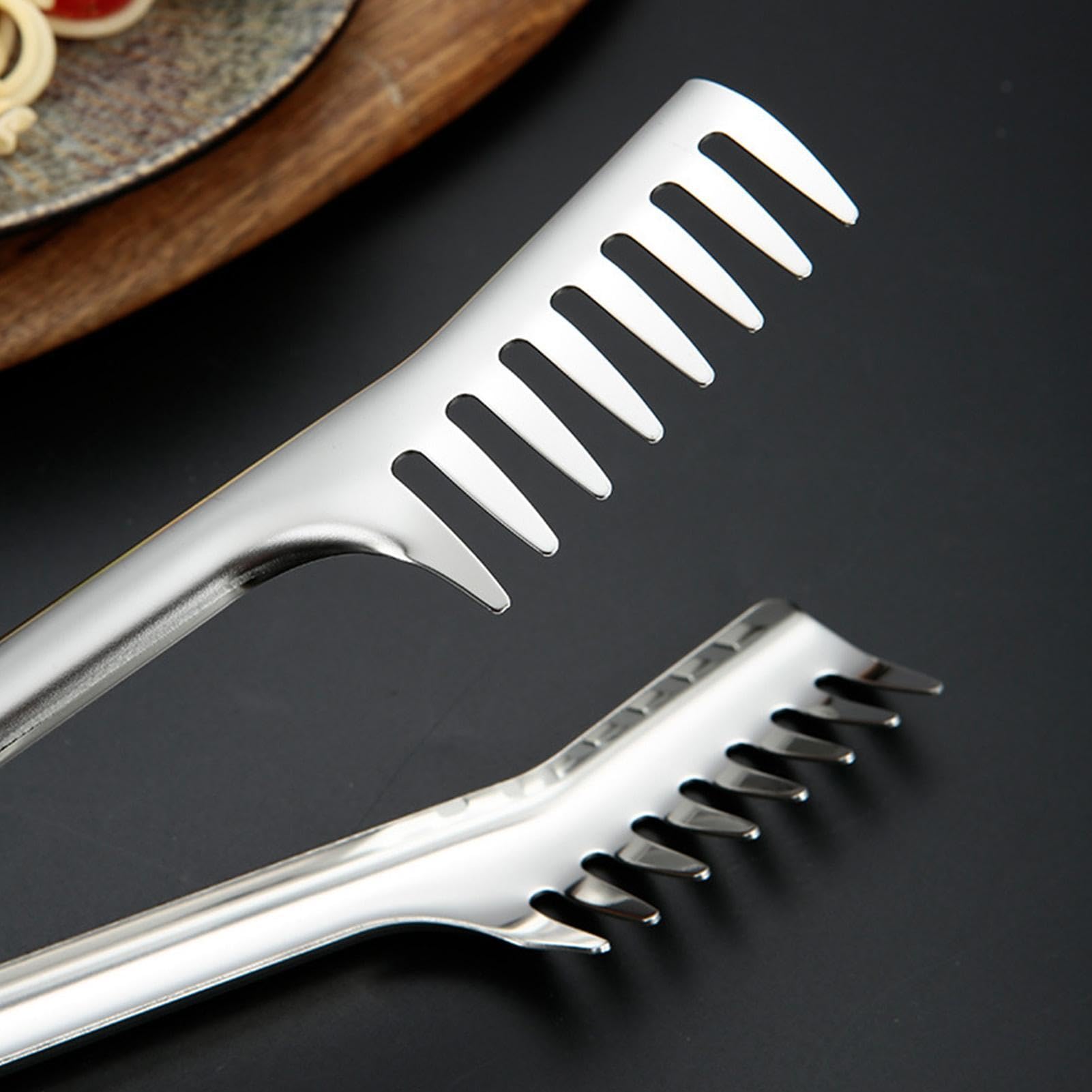 Lot de 2 fourchettes à nouilles, cuillères à spaghetti et pince à pâtes – Couverts de service en acier inoxydable avec poignée confortable pour cuisiner des pâtes à spaghettis