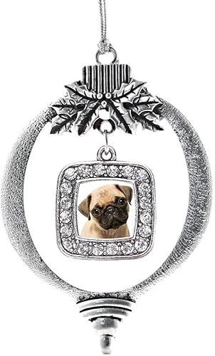 Miniatura 140 de Inspired Silver - My Vintage Initials - Adorno con dije de letra J - Adornos navideños cuadrados de plata con joyas de circonita cúbica