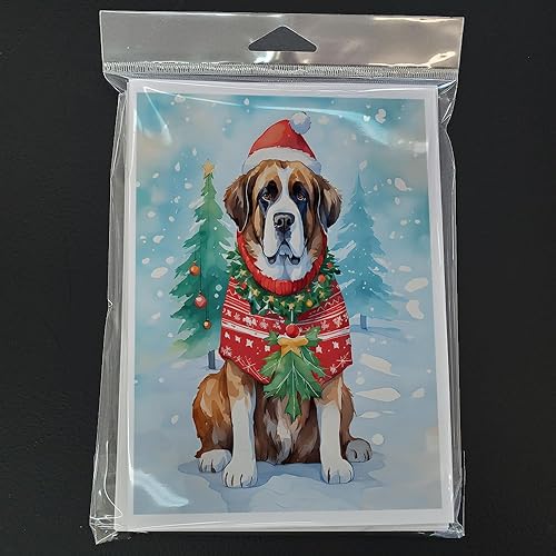 Miniatura 3 de Caroline's Treasures DAC3611GCA7P - Tarjetas de felicitación navideñas de San Bernardo, paquete de 8 tarjetas en blanco con sobres, tamaño A7, 5 x