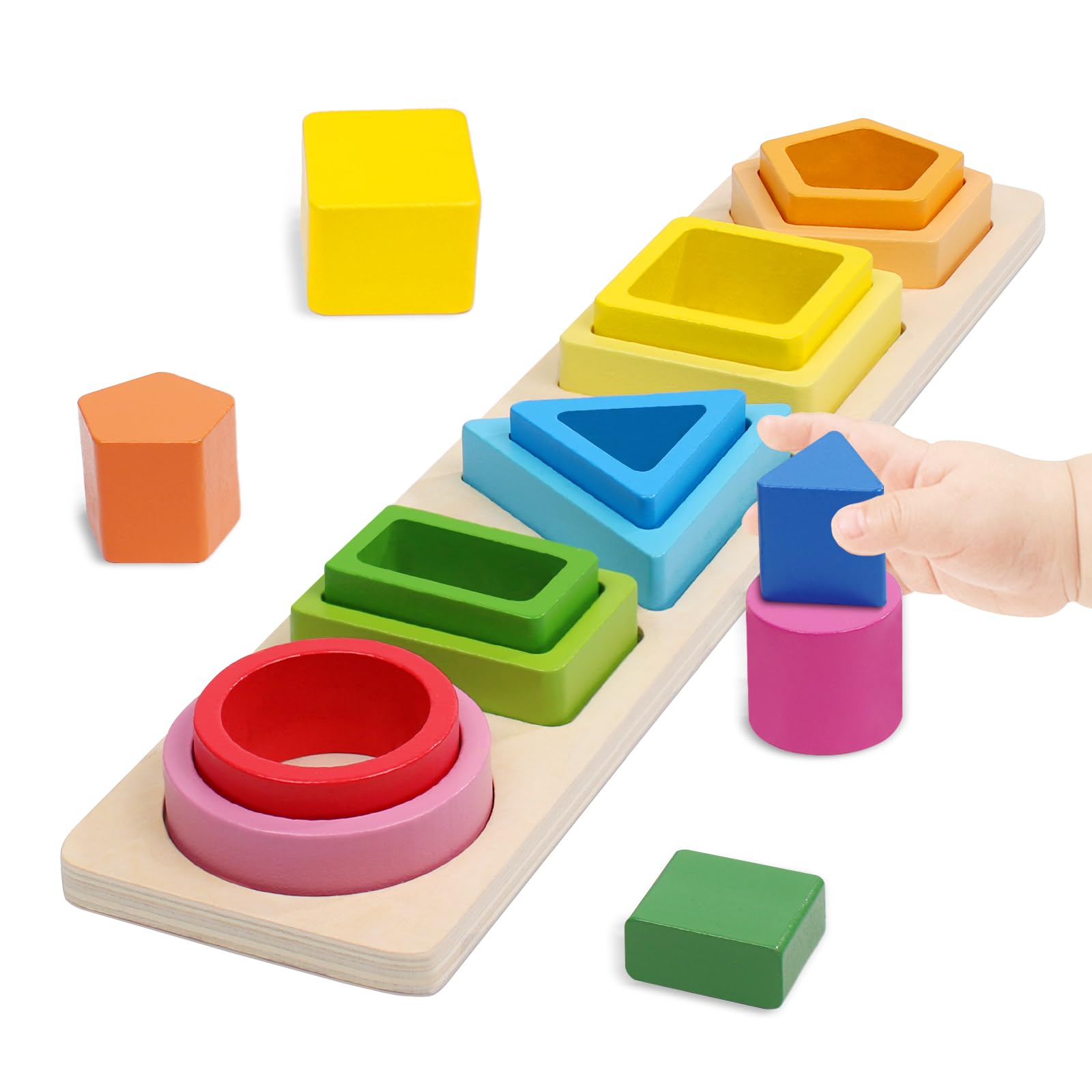 Montessori Stacking and Selection Toys 1 2 3 Years Old Toy Puzzle for Activities and Development Wooden Pastel Colors, Montessori Game Children Gift for the Little Ones 1 Year