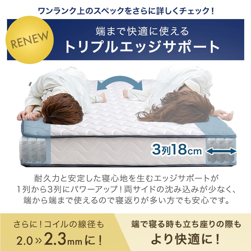 Amazon.co.jp: タンスのゲン マットレス セミダブル 極厚22cm 線径2.3