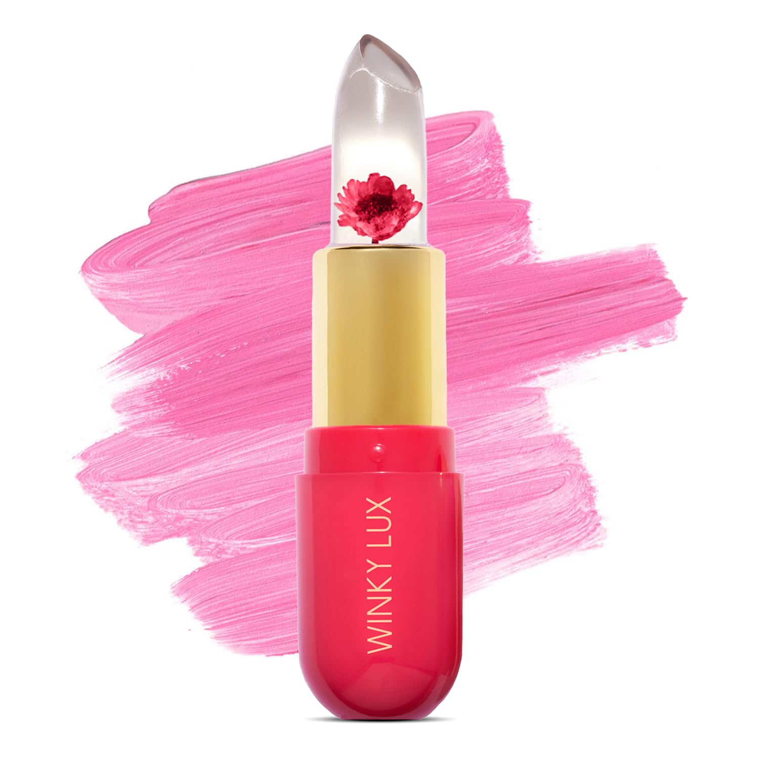 Winky Lux Flower Balm, Color Changing Flower Jelly Lip Balm Cosmetics, Find Your Perfect Shade of Pink Using the Unique pH Level of Your Lips, 0.13 Oz, Pink Flower