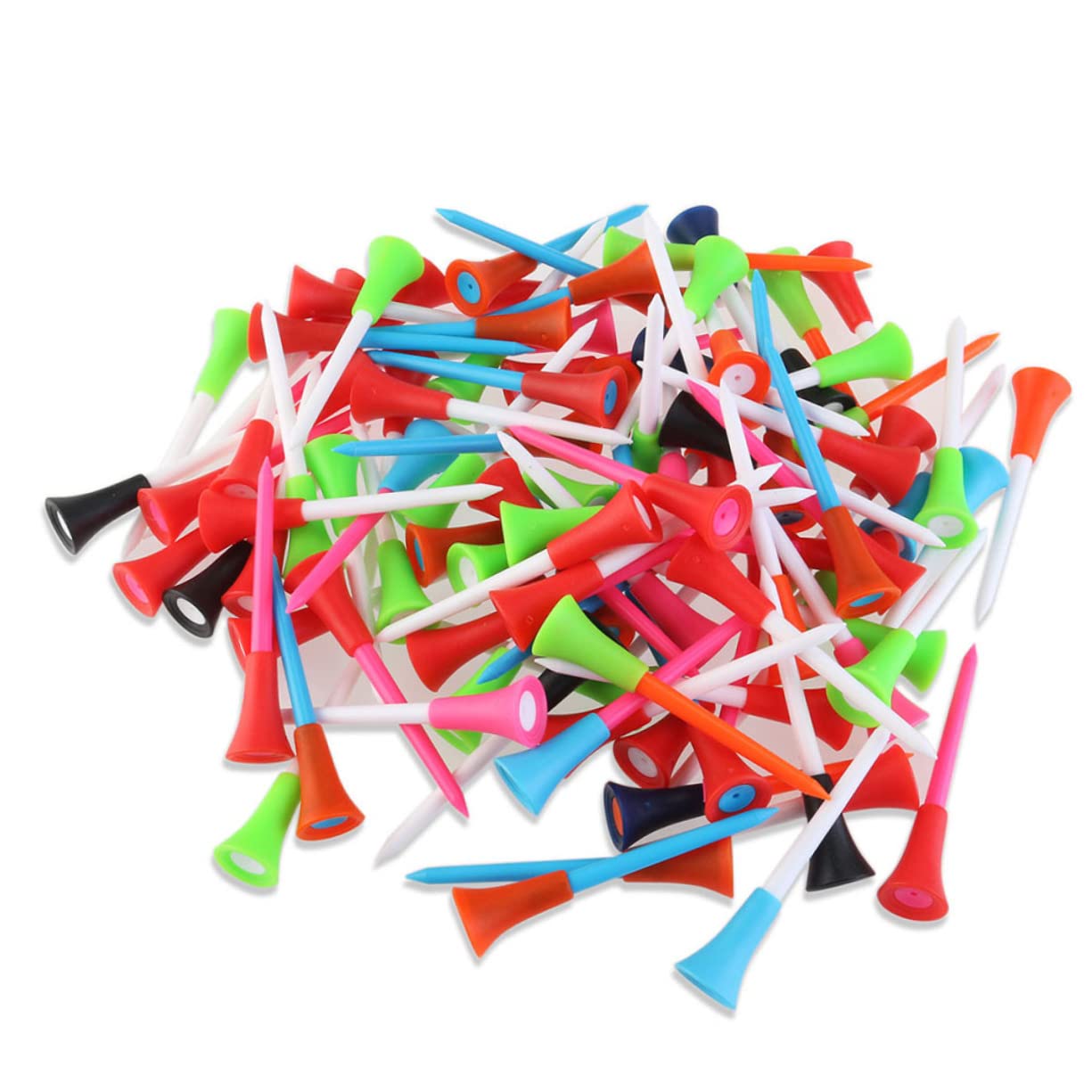 BESPORTBLE Unbreakable Golf Tee Pegs 86mm Plastic Spikes Lightweight 40pcs Tee Pack Random Color