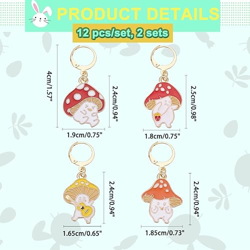 Miniatura 2 de NBEADS 24 marcadores de puntada de elfo con forma de hongo, esmalte de aleación, dijes de ganchillo extraíbles para tejer, tejer, accesorios de